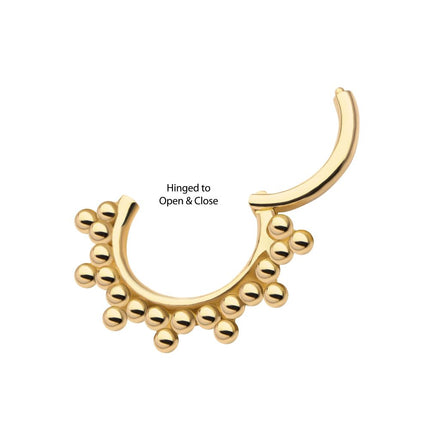 Invictus 14Kt Yellow Gold 7-Cluster Tri Beads Front Facing Hinged Segment Clicker