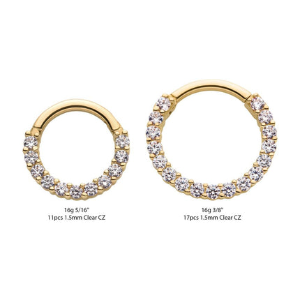 Invictus 14Kt Yellow Gold with Prong Set Full Clear CZ Front Facing Hinged Segment Clicker