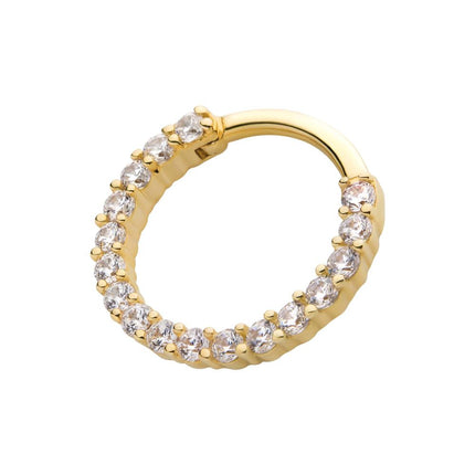 Invictus 14Kt Yellow Gold with Prong Set Full Clear CZ Front Facing Hinged Segment Clicker