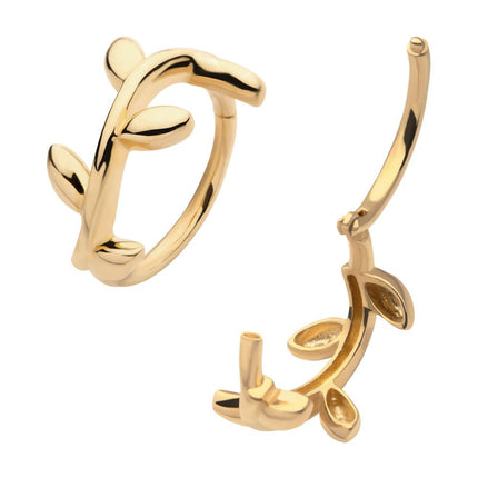 Invictus 14Kt Yellow Gold with Curvy Leaf Design Side Facing Hinged Segment Clicker