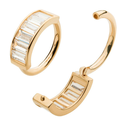 Invictus 14Kt Gold with 6 Baguette Clear CZ Side Facing Hinged Segment Clicker