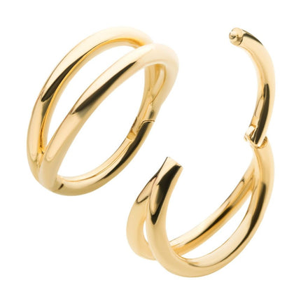 Invictus 14Kt Yellow Gold Double Hoop Side Facing Hinged Segment Clicker