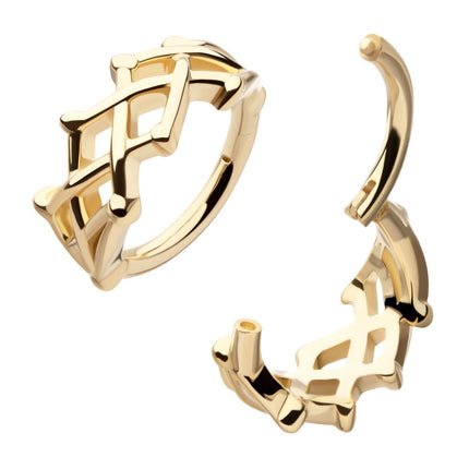 Invictus 14Kt Yellow Gold Woven Crown of Thorns Side Facing Hinged Segment Clicker