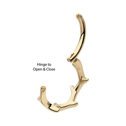 Invictus 14Kt Yellow Gold Thorn Hoop Side Facing Hinged Segment Clicker