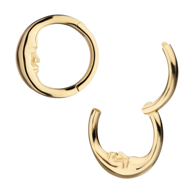 Invictus 14Kt Yellow Gold Moon Face Side Facing Hinged Segment Clicker