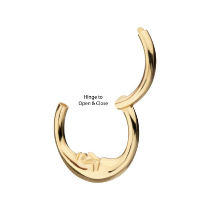 Invictus 14Kt Yellow Gold Moon Face Side Facing Hinged Segment Clicker