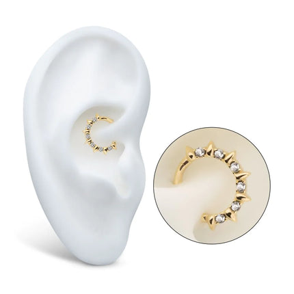 Invictus 14Kt Yellow Gold Alternating Spike & Prong Set Round Gem Front Facing Hinged Segment Clicker