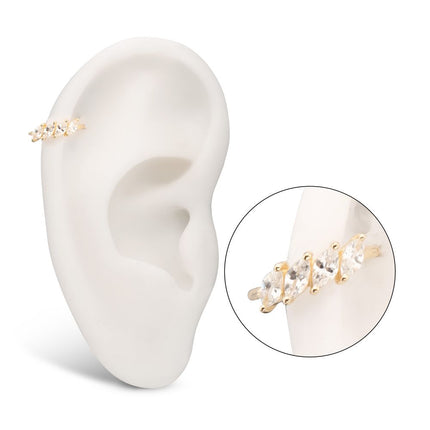 Invictus 14Kt Gold 4 Marquise Staggered Cluster Prong Gem Side Facing Hinged Segment Clicker