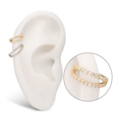 Invictus 14Kt Gold Double Hoop with CNC Set Full Gem Side Facing Hinged Segment Clicker