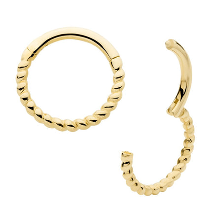 Invictus 14Kt Yellow Gold Twisted Rope Front Facing Hinged Segment Clicker