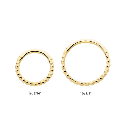 Invictus 14Kt Yellow Gold Twisted Rope Front Facing Hinged Segment Clicker