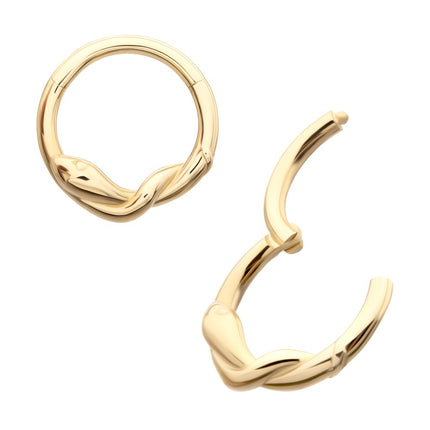Invictus 14Kt Yellow Gold Snake Twisted Front Facing Hinged Segment Clicker