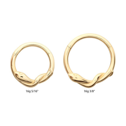 Invictus 14Kt Yellow Gold Snake Twisted Front Facing Hinged Segment Clicker