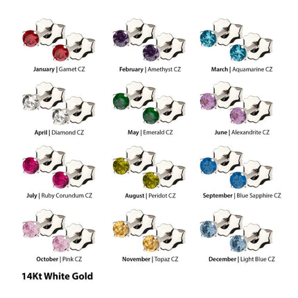 Invictus 14Kt Gold Prong Set 3mm Solitaire Birthstone Stud Earrings