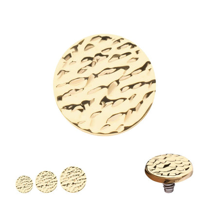 Invictus 14Kt Yellow Gold Internally Threaded Hammered Disk Top Dermal
