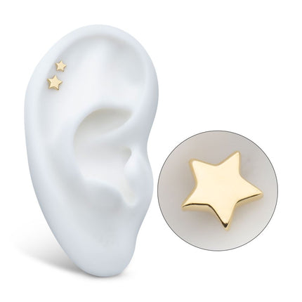 Invictus 14Kt Yellow Gold Internally Threaded Star Top Dermal