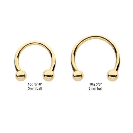 Invictus 14Kt Yellow Gold Circular Barbell with One Side Internally Threaded and One Side Fixed Ball End