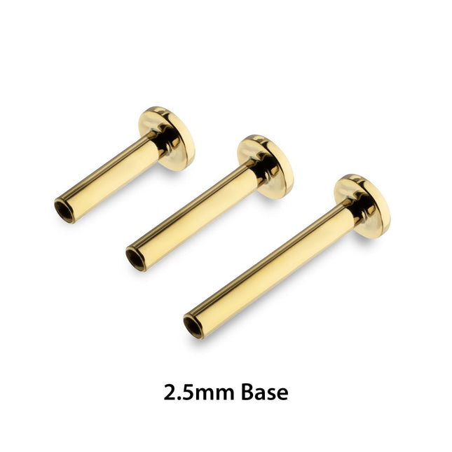 Invictus 14Kt Yellow Gold M0.8 Internally Threaded 2.5mm Labret Base
