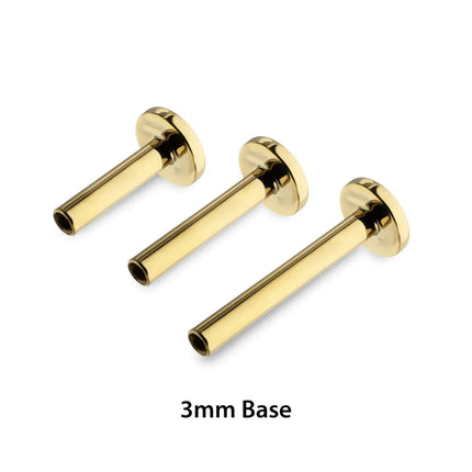Invictus 14Kt Yellow Gold M0.8 Internally Threaded 3mm Labret Base
