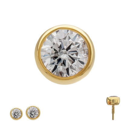 Invictus 14Kt Yellow Gold M0.8 Internally Threaded Round Back Bezel Set Gem Top