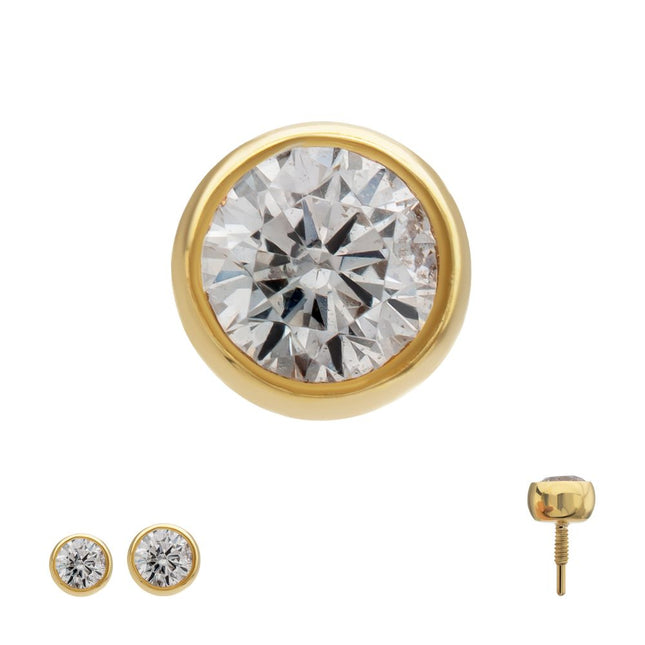 Invictus 14Kt Yellow Gold M0.8 Internally Threaded Round Back Bezel Set Gem Top