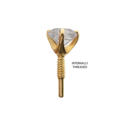 Invictus 14Kt Yellow Gold M0.8 Internally Threaded 3-Prong Round Gem Top