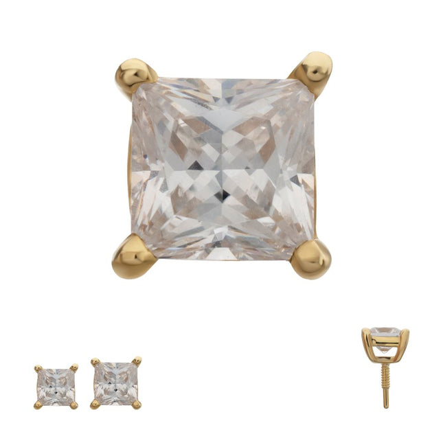 Invictus 14Kt Yellow Gold M0.8 Internally Threaded 4-Prong Princess Cut Gem Top