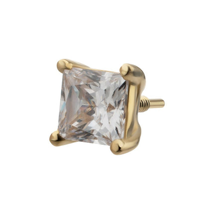 Invictus 14Kt Yellow Gold M0.8 Internally Threaded 4-Prong Princess Cut Gem Top