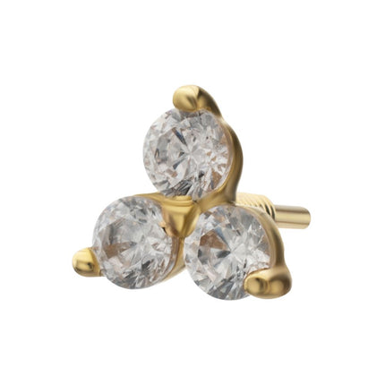 Invictus 14Kt Yellow Gold M0.8 Internally Threaded Prong Set Trinity Round Gem Top