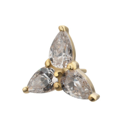 Invictus 14Kt Yellow Gold M0.8 Internally Threaded Prong Set Trinity Teardrop Gem Top