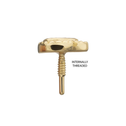 Invictus 14Kt Yellow Gold M0.8 Internally Threaded Milgrain Edge Corrugated Teardrop Top