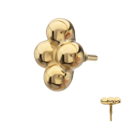 Invictus 14Kt Yellow Gold M0.8 Internally Threaded 4-Bead Top