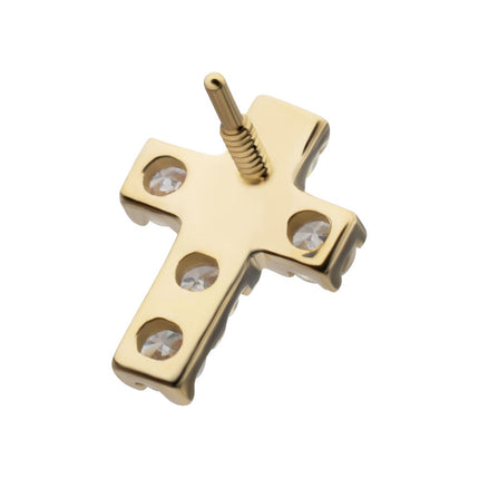 Invictus 14Kt Yellow Gold M0.8 Internally Threaded Pave Gem Cross Top