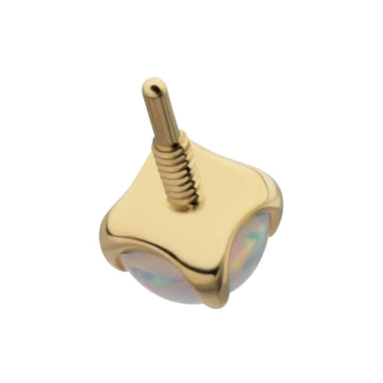 Invictus 14Kt Yellow Gold M0.8 Internally Threaded 4-Prong Round Opal Top