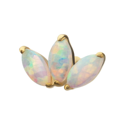 Invictus 14Kt Yellow Gold M0.8 Internally Threaded 3-Cluster Marquise Opal Fan Top