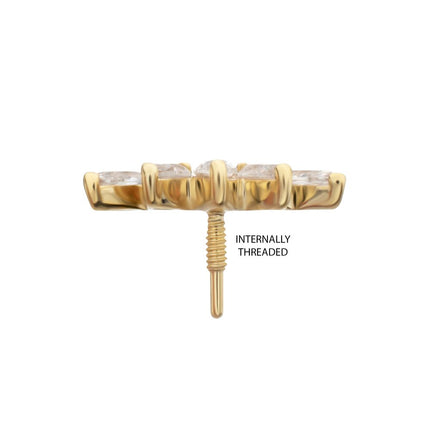 Invictus 14Kt Yellow Gold M0.8 Internally Threaded Five-Gem Fan Marquise Cluster Top