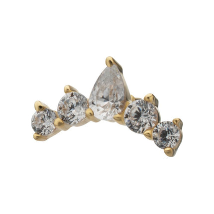 Invictus 14Kt Yellow Gold M0.8 Internally Threaded Teardrop 5-Cluster Top