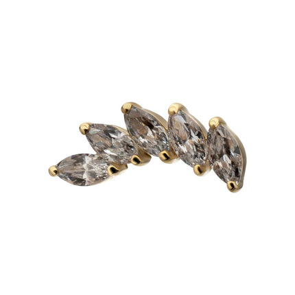 Invictus 14Kt Yellow Gold M0.8 Internally Threaded Five-Gem Staggered Marquise Cluster Top