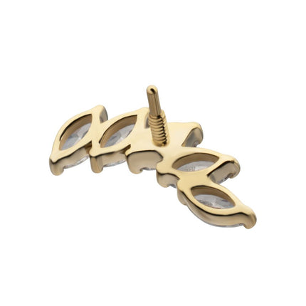 Invictus 14Kt Yellow Gold M0.8 Internally Threaded Five-Gem Staggered Marquise Cluster Top