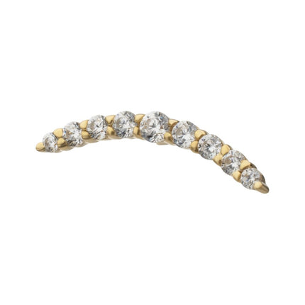Invictus 14Kt Yellow Gold M0.8 Internally Threaded Curved 9-Gem Bar Top