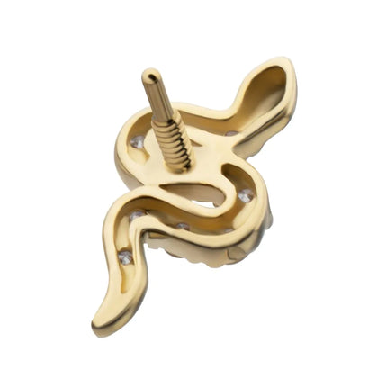 Invictus 14Kt Yellow Gold M0.8 Internally Threaded Pave Gem Snake Top