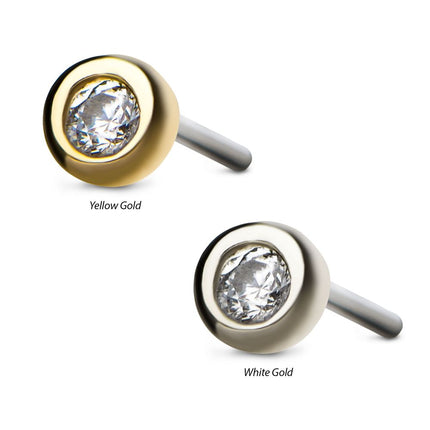 Invictus 14kt Gold Threadless Bezel Set Clear CZ Top