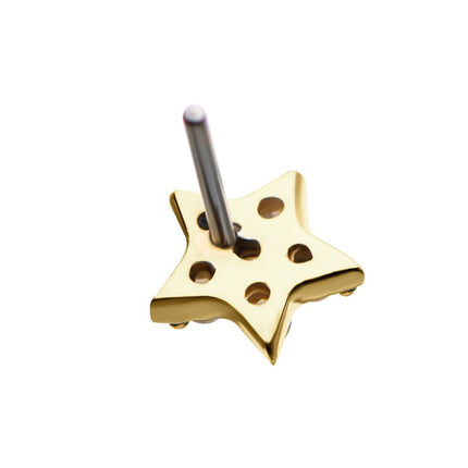 Invictus 14kt Gold Threadless Multi-Clear CZ Star Top