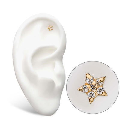 Invictus 14kt Gold Threadless Multi-Clear CZ Star Top