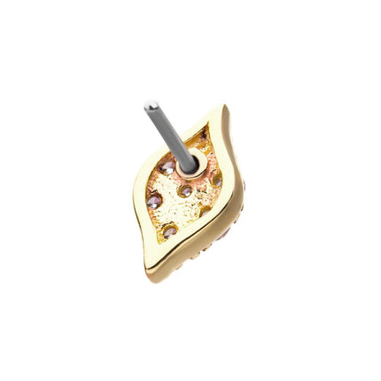 Invictus 14kt Yellow Gold Threadless Prong Set Multi-Clear CZ Rhombus Shape Top