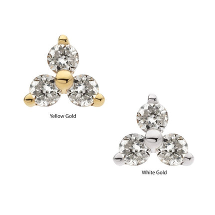 Invictus 14Kt Gold Threadless Prong Set 1.5mm Round Gem Trinity Top