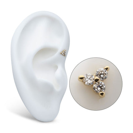 Invictus 14Kt Gold Threadless Prong Set 1.5mm Round Gem Trinity Top