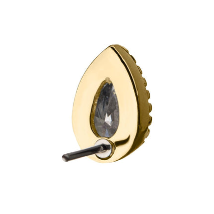 Invictus 14kt Gold Threadless with Clear CZ Pear-Shaped Top