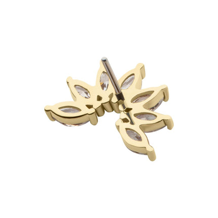 Invictus 14Kt Yellow Gold Threadless Pronged Marquise CZ Fan Shape Cluster Top