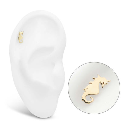 Invictus 14Kt Yellow Gold Threadless Seahorse Top